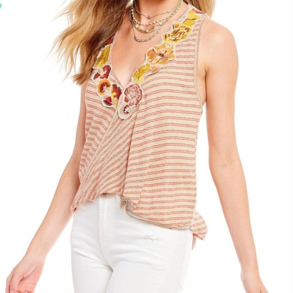 Free People Frida Floral Striped Tank Top